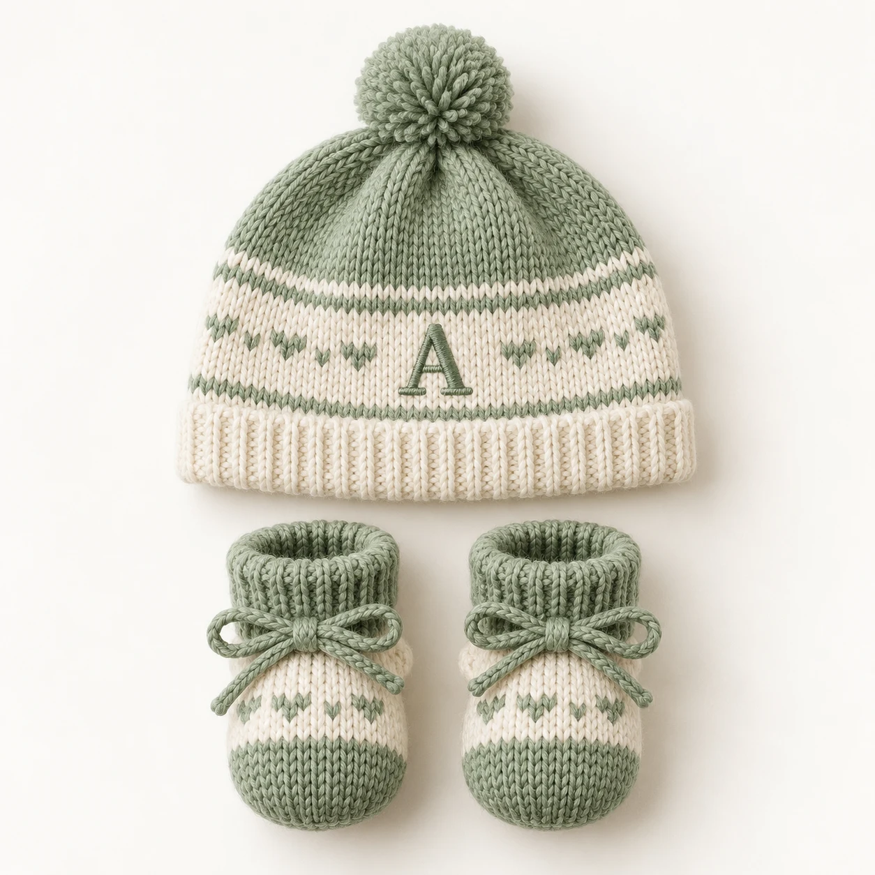 Thread & Thistle - Personalized Knit Baby Hat and Booties Set