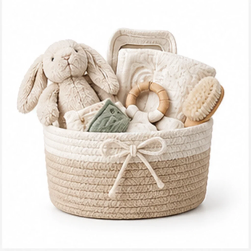 PureElements - Newborn Gift Basket with Plush Bunny