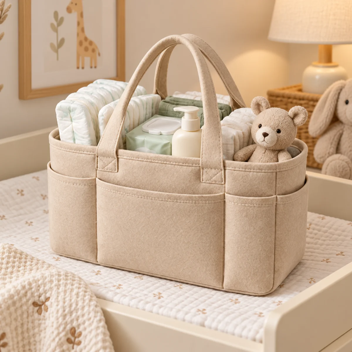 Mellow Meadow - Felt Diaper Caddy Organiser, photo 4