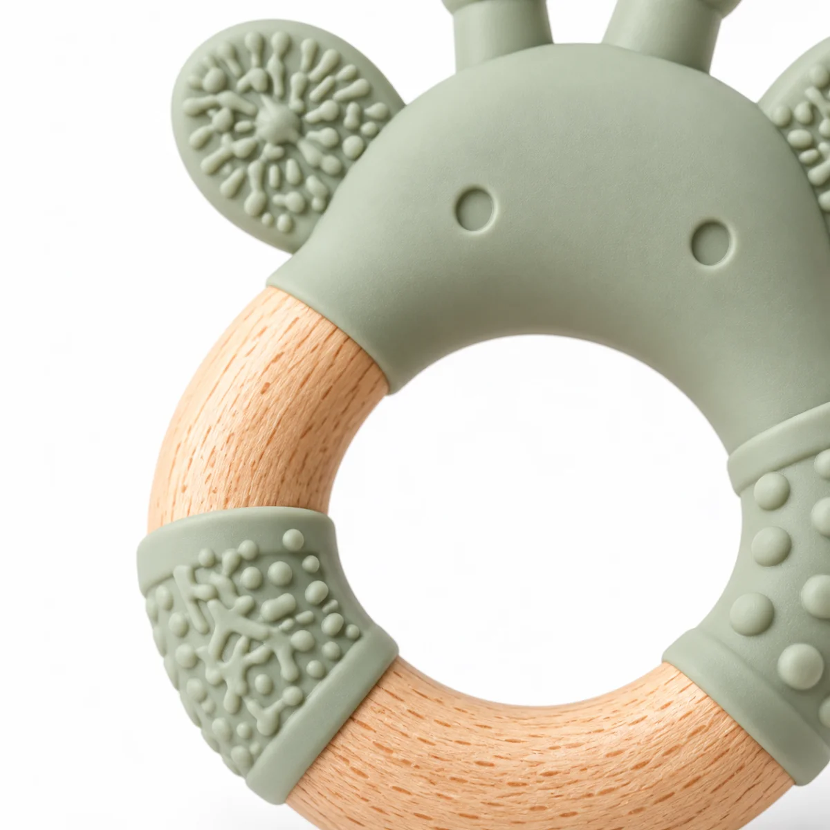 Willow & Wonder - Giraffe Silicone and Wood Teether Ring, photo 3