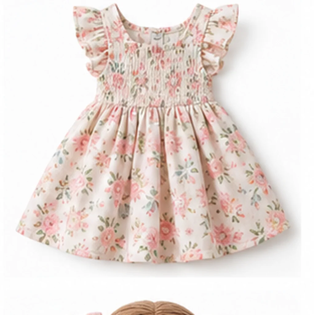 Little Lantern - Floral Flutter-Sleeve Dress